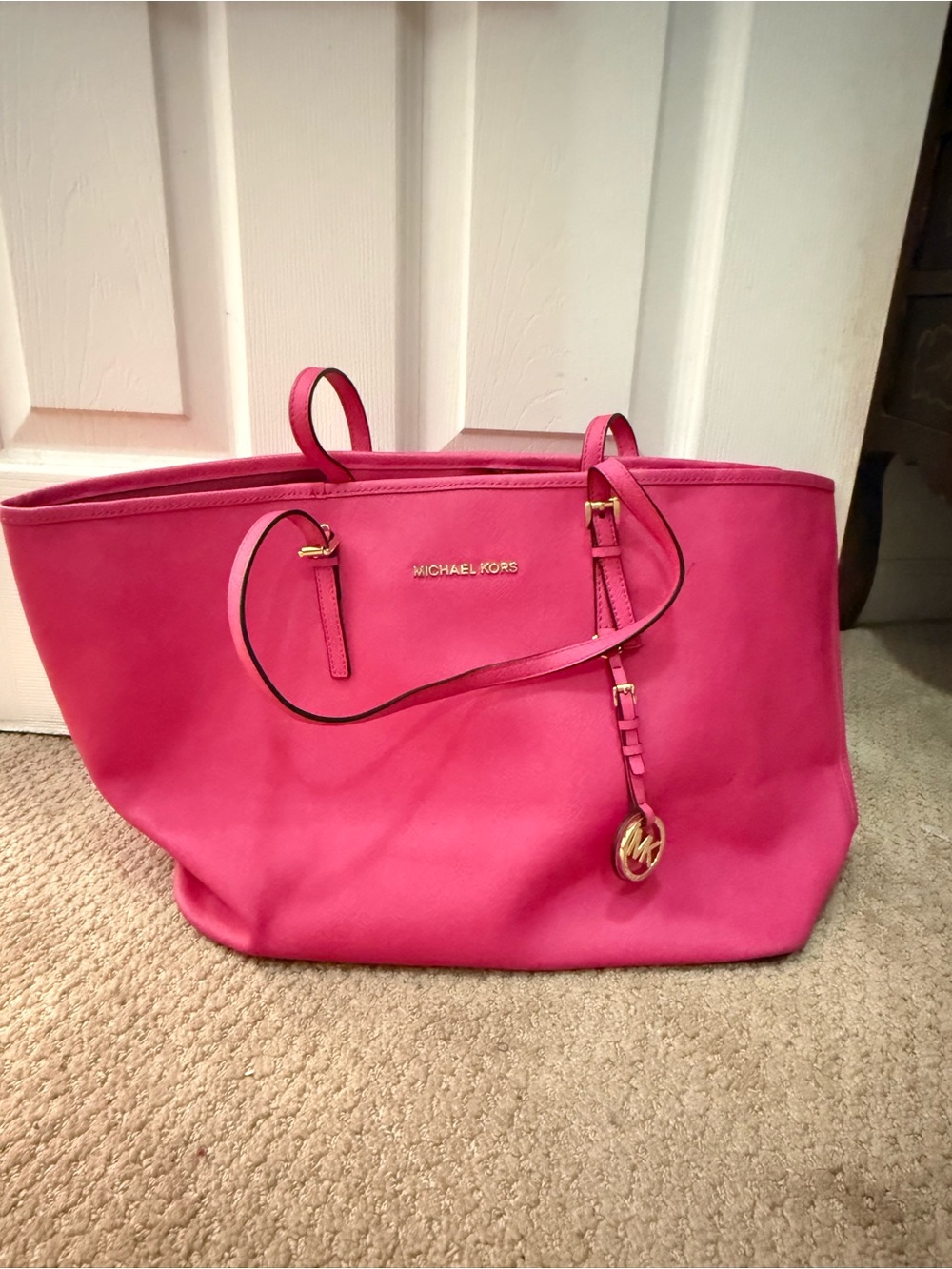 MICHAEL KORS Pink Leather Tote Bag